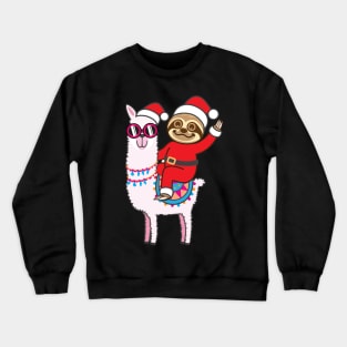 Sloth Santa Llama Crewneck Sweatshirt